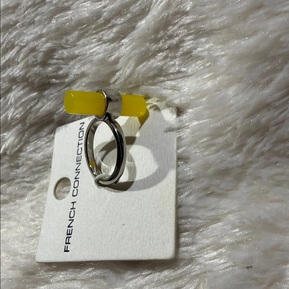French Connection Yellow and Silver Wearable Ring